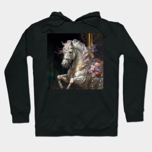 Carousel Horse White with Flowers T-Shirt Hoodie